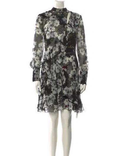Pre-owned Erdem Floral Print Mini Dress In Black