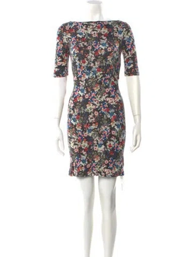 Pre-owned Erdem Floral Print Mini Dress In Black