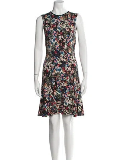 Pre-owned Erdem Floral Print Mini Dress In Black