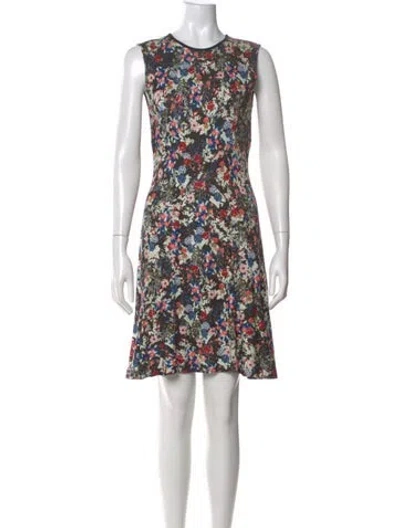 Pre-owned Erdem Floral Print Mini Dress In Black