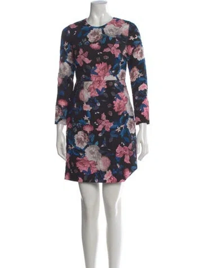 Pre-owned Erdem Floral Print Mini Dress In Black