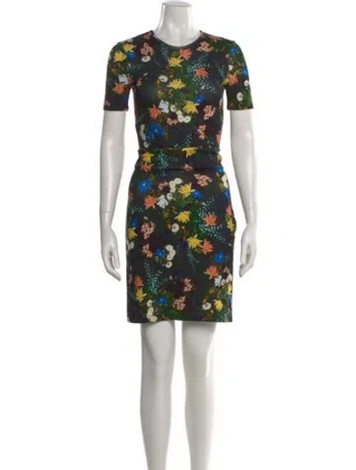 Pre-owned Erdem Floral Print Mini Dress In Black
