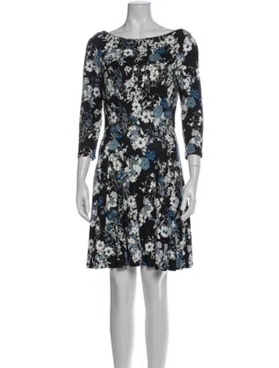 Pre-owned Erdem Floral Print Mini Dress In Black