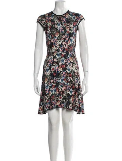 Pre-owned Erdem Floral Print Mini Dress In Black