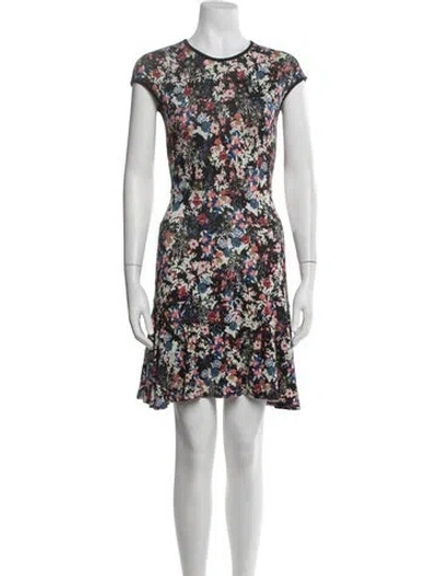 Pre-owned Erdem Floral Print Mini Dress In Black