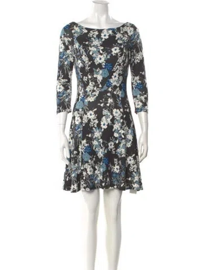 Pre-owned Erdem Floral Print Mini Dress In Blue