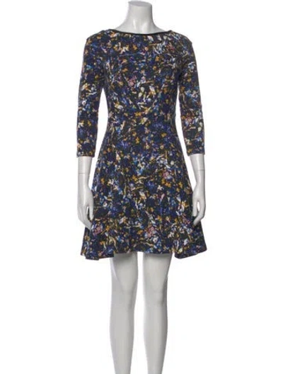 Pre-owned Erdem Floral Print Mini Dress In Blue
