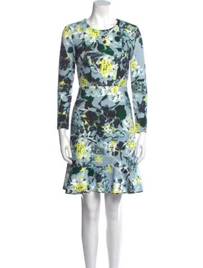 Pre-owned Erdem Floral Print Mini Dress In Blue