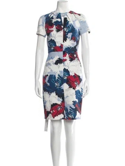 Pre-owned Erdem Floral Print Mini Dress In Blue