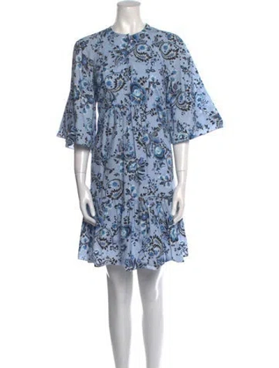 Pre-owned Erdem Floral Print Mini Dress In Blue