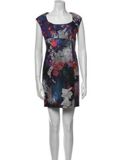 Pre-owned Erdem Floral Print Mini Dress In Blue