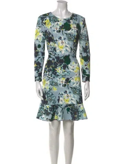 Pre-owned Erdem Floral Print Mini Dress In Blue
