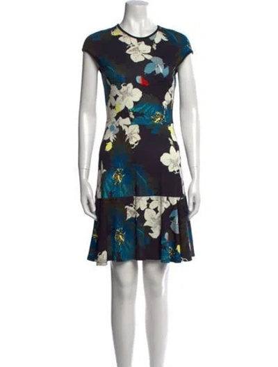 Pre-owned Erdem Floral Print Mini Dress In Blue