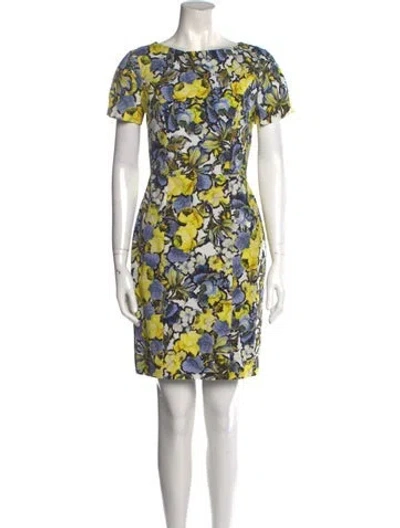 Pre-owned Erdem Floral Print Mini Dress In Blue