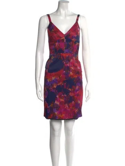Pre-owned Erdem Floral Print Mini Dress In Blue