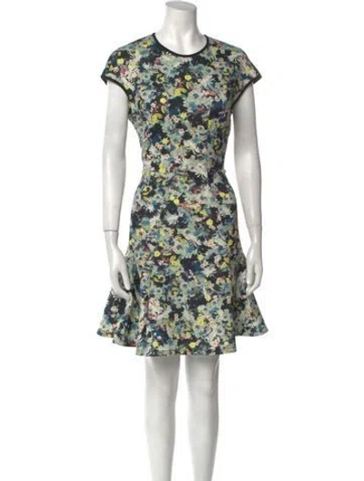 Pre-owned Erdem Floral Print Mini Dress In Blue