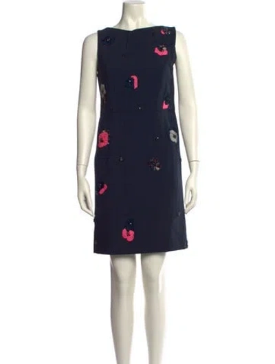 Pre-owned Erdem Floral Print Mini Dress In Blue