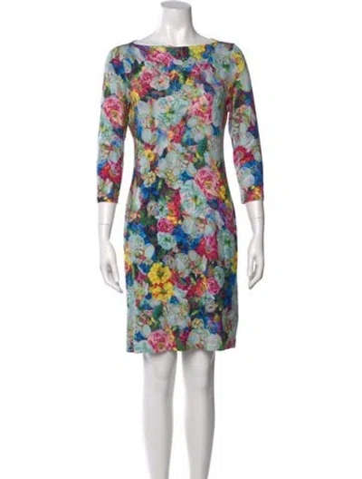 Pre-owned Erdem Floral Print Mini Dress In Blue