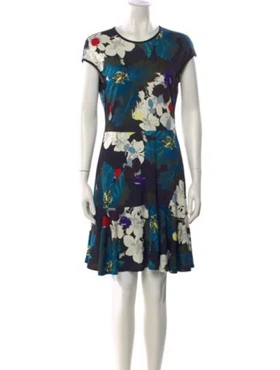 Pre-owned Erdem Floral Print Mini Dress In Blue