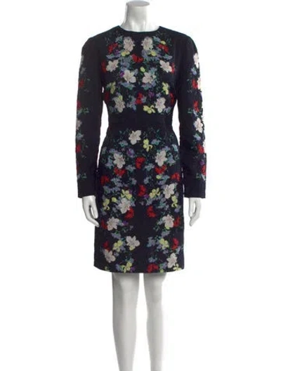 Pre-owned Erdem Floral Print Mini Dress In Blue
