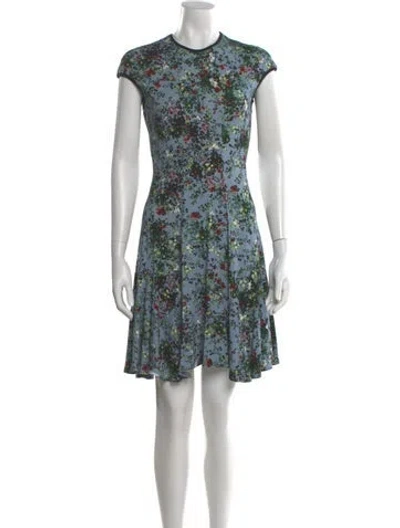 Pre-owned Erdem Floral Print Mini Dress In Blue