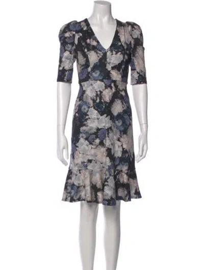 Pre-owned Erdem Floral Print Mini Dress In Blue