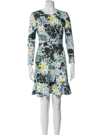 Pre-owned Erdem Floral Print Mini Dress In Blue