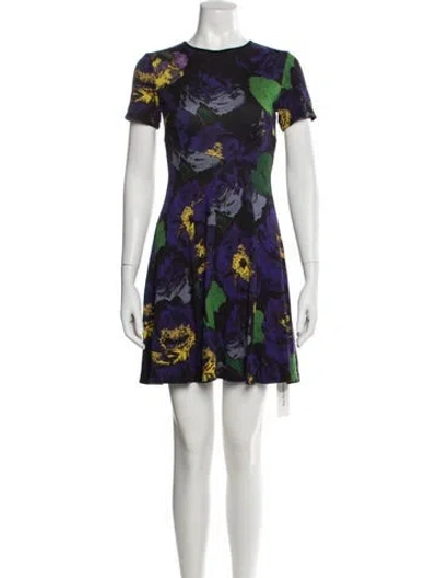 Pre-owned Erdem Floral Print Mini Dress In Blue