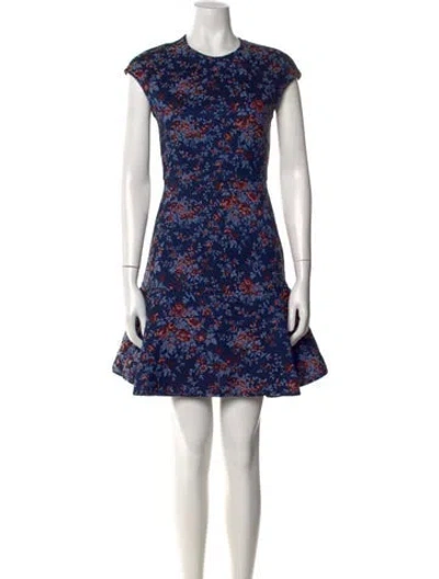 Pre-owned Erdem Floral Print Mini Dress In Blue