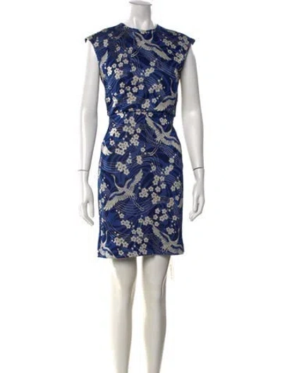Pre-owned Erdem Floral Print Mini Dress In Blue