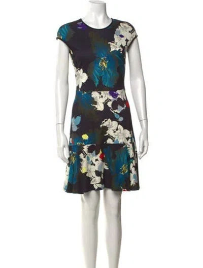 Pre-owned Erdem Floral Print Mini Dress In Blue