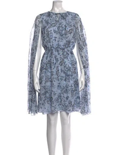 Pre-owned Erdem Floral Print Mini Dress In Blue