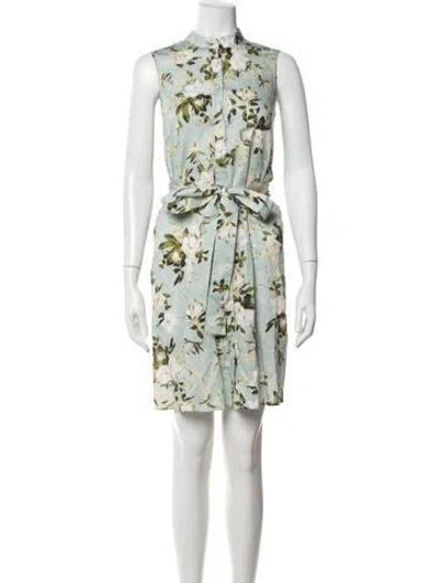 Pre-owned Erdem Floral Print Mini Dress In Blue