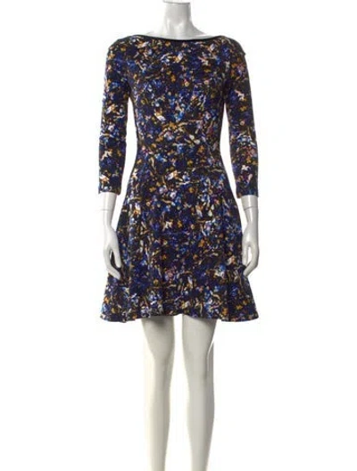 Pre-owned Erdem Floral Print Mini Dress In Blue