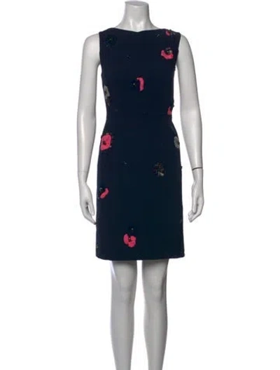 Pre-owned Erdem Floral Print Mini Dress In Blue