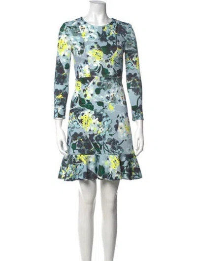 Pre-owned Erdem Floral Print Mini Dress In Blue
