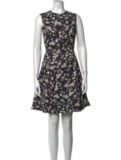 Pre-owned Erdem Floral Print Mini Dress In Blue