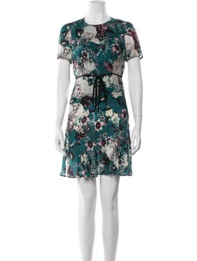 Pre-owned Erdem Floral Print Mini Dress In Blue
