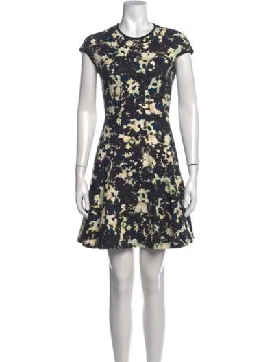 Pre-owned Erdem Floral Print Mini Dress In Blue