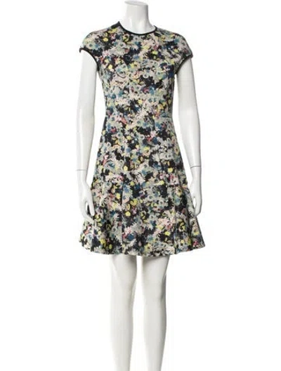 Pre-owned Erdem Floral Print Mini Dress In Gray