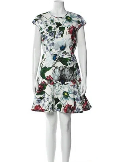 Pre-owned Erdem Floral Print Mini Dress In Green