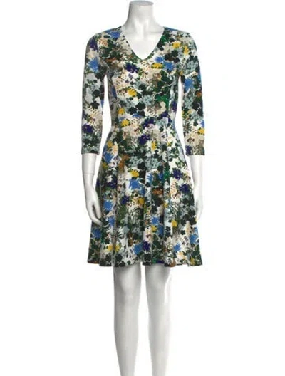 Pre-owned Erdem Floral Print Mini Dress In Green