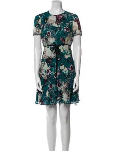 Pre-owned Erdem Floral Print Mini Dress In Green