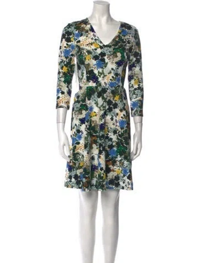 Pre-owned Erdem Floral Print Mini Dress In Green
