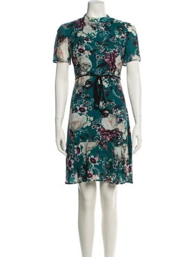 Pre-owned Erdem Floral Print Mini Dress In Green