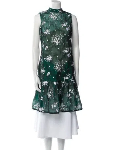 Pre-owned Erdem Floral Print Mini Dress In Green