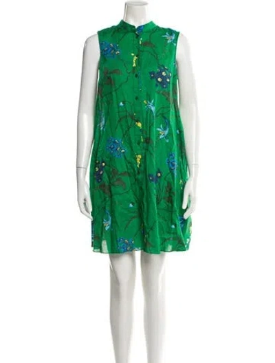 Pre-owned Erdem Floral Print Mini Dress In Green