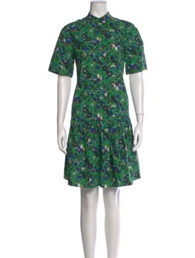 Pre-owned Erdem Floral Print Mini Dress In Green