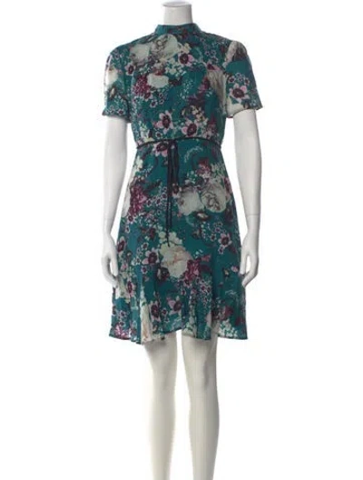 Pre-owned Erdem Floral Print Mini Dress In Green