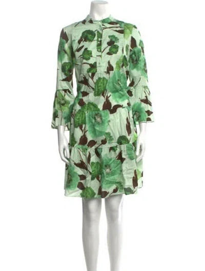 Pre-owned Erdem Floral Print Mini Dress In Green